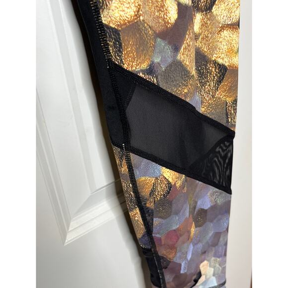 Athleta Asym Mesh Sonar Leggings Black Tan Medium - Picture 4 of 10